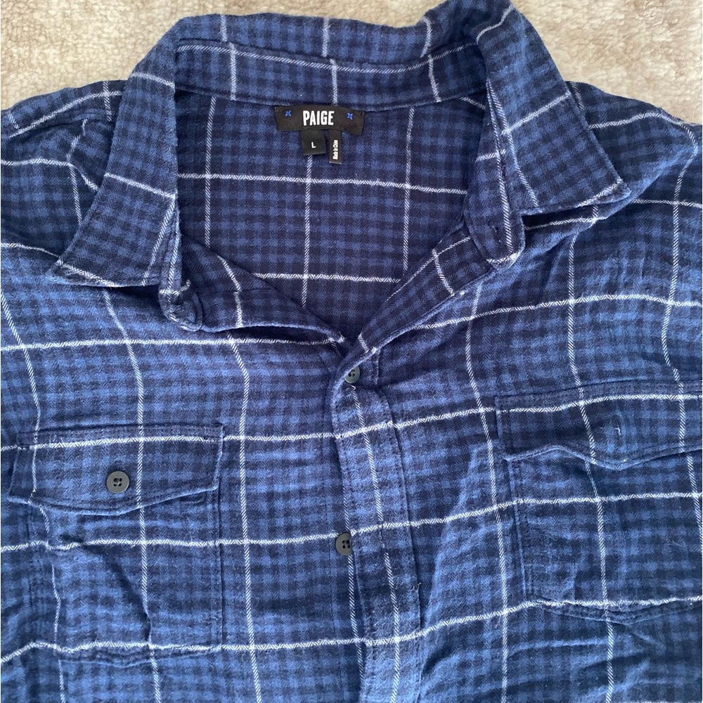 PAIGE plaid blue flannel button-up shirt